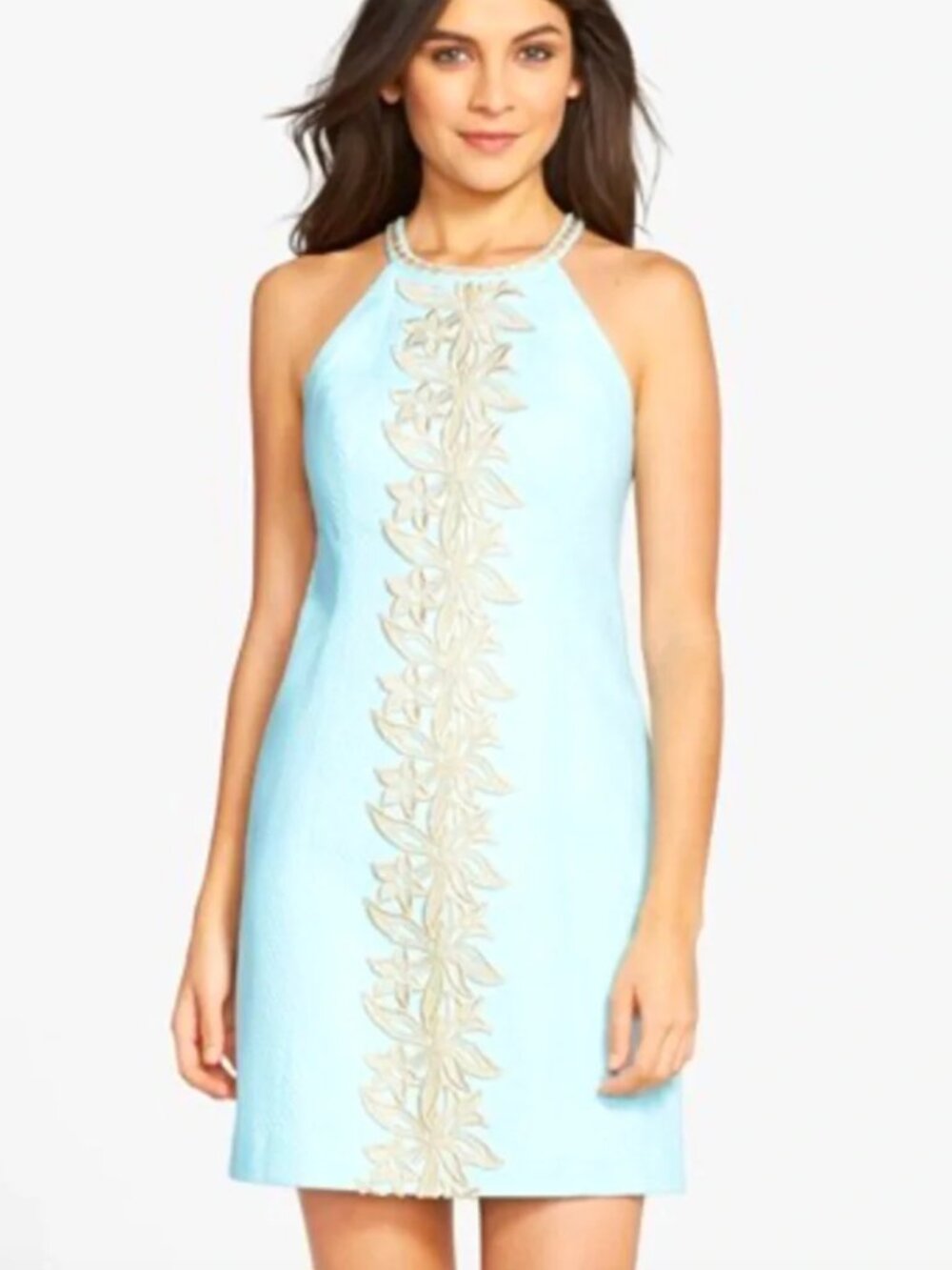 Lilly Pulitzer Pearl Shift Dress Blue Gold 0